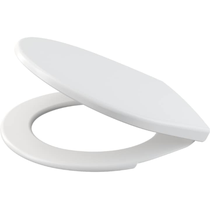 Capac WC din plastic, rezistent la decolorare, cu balamale, inchidere standard, UNIVERSAL, alb