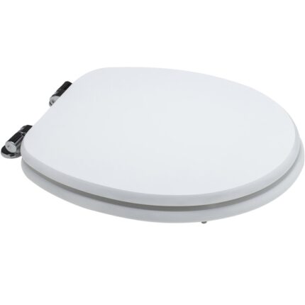 Capac WC universal Savini Due, din MDF, 37.5x5.5x44.3cm, grosime material 18mm, antibacteric, cu balamale metalice, soft close, alb opac