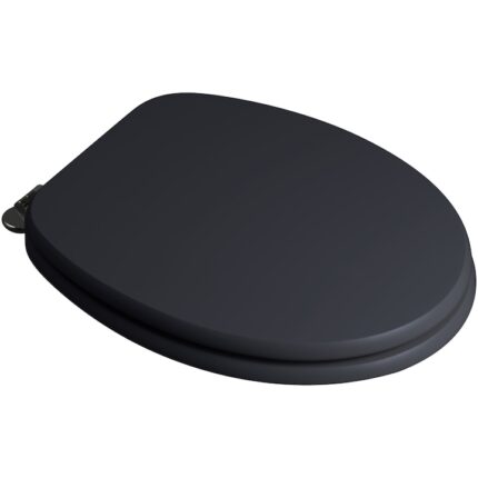 Capac WC universal Savini Due, din MDF, 37.5x5.5x44.3cm, grosime material 18mm, antibacteric, cu balamale metalice, gri grafit opac