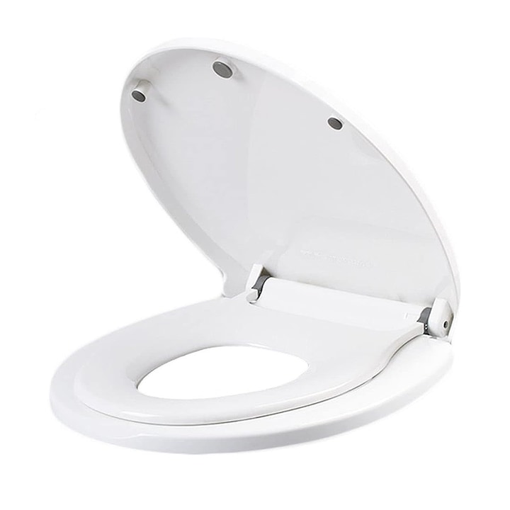 Capac WC 2 in 1 Cu Reductie Pentru Copii si Adulti SIKS, Inchidere Soft Close, Reductor Cu Prindere Magnetica, Plastic Durabil, Alb