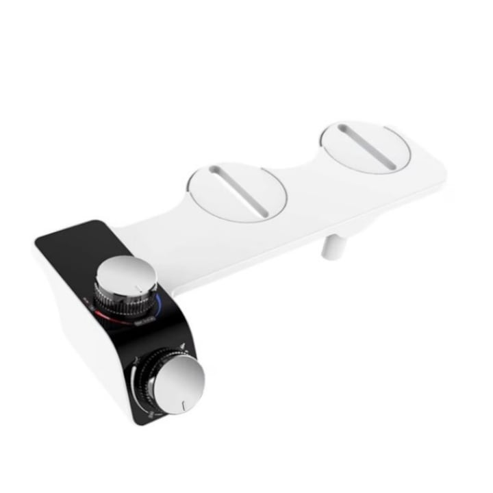 Bideu Non Electric Ultra Slim, MOSMAOO®, Functie De Apa Calda Si Rece, Presiunea Apei Reglabila, Atasabil la vasul de toaleta, Usor de Instalat, Universal, 3 Functii, Alb
