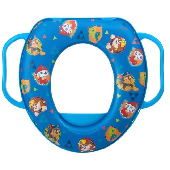 Capac WC cu manere pentru copii, Albastru cu model