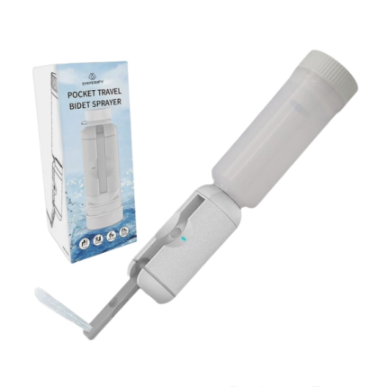 Bideu Portabil Electric si Sticla Emperify®, Presiune ajustabila, Reduce disconfortul provocat de hemoroizi, Igiena in perioada menstruatiei/sarcinii, Impermeabil, Reincarcabil, Type-C, Alb/gri