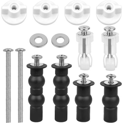 Set 4 Suruburi fixare vas de toaleta, Cafuneplus®, Cauciuc/Otel inoxidabil, 14-18 mm, Negru