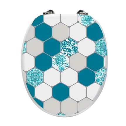 Capac wc, Frandis, cu balamale inox, inchidere standard, MDF, 38x44 cm, model Mosaique