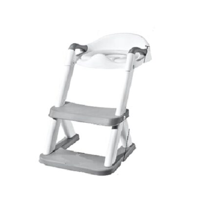 Reductor wc copii cu scarita pliabi, 48 x 40x 14cm, Alb/Gri