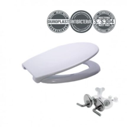 Capac WC Alb, Duroplast, antibacterian, sistem prindere INOX-304 (universal)