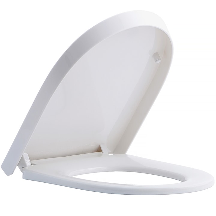 Capac WC cu inchidere silentioasa Yefound®, Forme U, adulti/copii, silentios si universal compatibil, PP, 45.5 x 36 x4.5 cm, Alb