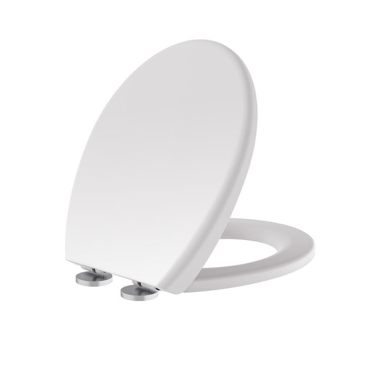 Capac WC cu inchidere silentioasa Yefound®, Forme O, adulti/copii, silentios si universal compatibil, PP, 45 x 37.5 cm, Alb