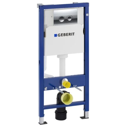 Set rezervor incastrat WC Geberit Prepack Delta 21, Cadru + Bara de sus + Sistem de fixare + Clapeta, Crom