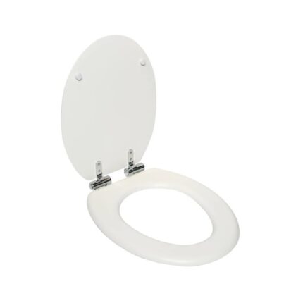 Capac WC Essential, inchidere lenta, balamale inox, din MDF, alb mat