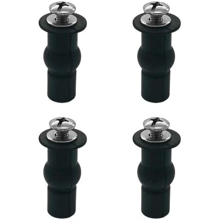 Set 2 perechi suruburi de fixare pentru vas de toaleta, Inox/Cauciuc/ABS, 40 mm, Argintiu/Negru