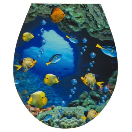 Autocolant pentru capac de toaleta, 3D, Multicolor, 32x38 cm