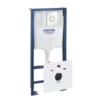 Set 5 in 1 rezervor WC Grohe Rapid SL 39451000, placa actionare, cadru, suport perete, antifonare, Grohe Fresh, ajustabil, Otel