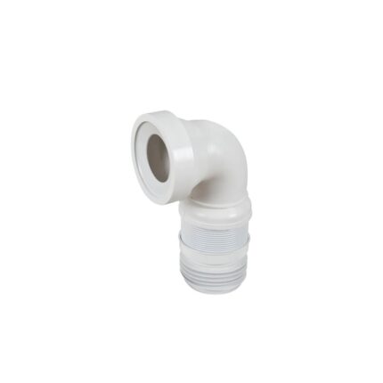 Racord WC cu insertie metalica, extensibil cu cot la 90°, Alb