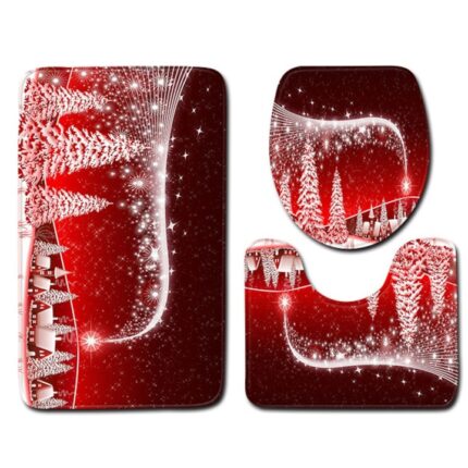 Set de 3 piese pentru baie Craciun, Sunmostar, Rosu