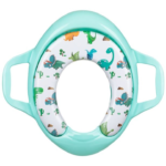 Capac de toaleta pentru copii, imprimeu cu dinozauri, Turcoaz / Alb, 41 x 37 cm