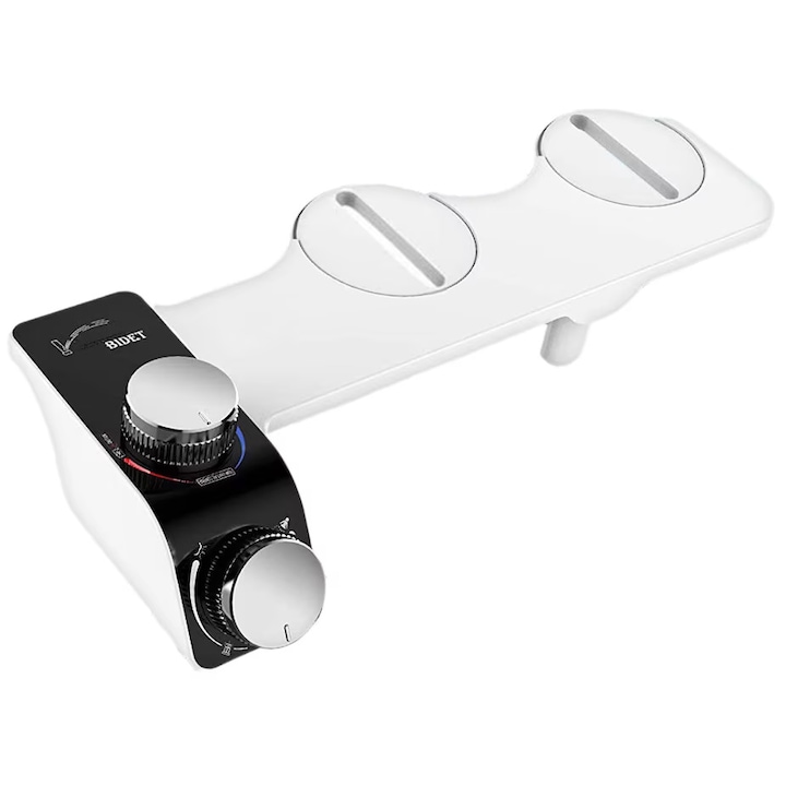 Bideu Non-Electric cu Spray Dual Apa Calda si Rece, Presiunea Apei Reglabila, Atasabil la vasul de toaleta, Usor de Instalat, Temperatura Ajustabila, 3 Functii, Alb