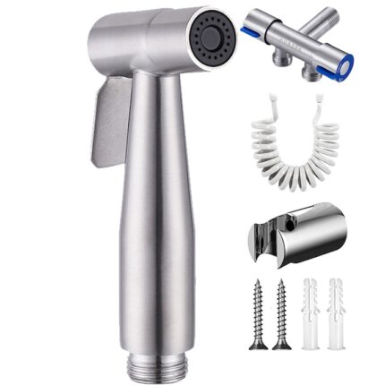 Set pulverizator bidet Cozevdnt, reglabil, inox, furtun anti-explozie, natural