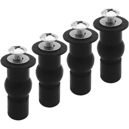 Set 4 suruburi de fixare scaun toaleta, INOX/Cauciuc, 40x17 mm, Negru