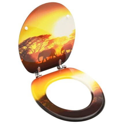 Capac de toaleta, vidaXL, MDF, Model savana, Multicolor, 42,5 x 35,8 cm