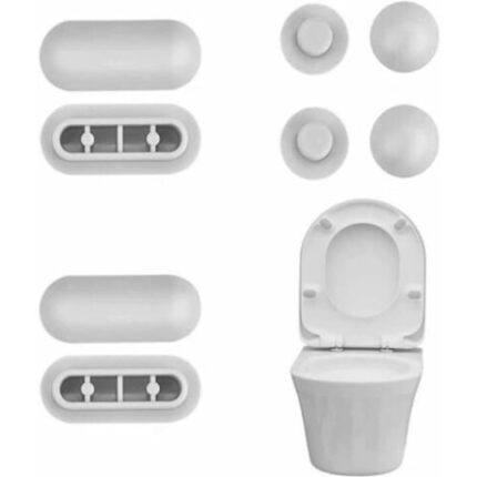 Set 8 bucati amortizoare pentru capac WC, ABS, alb, 4.8x2cm;1.5x0.7cm