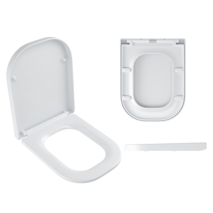 Capac toaleta GRANITAN, polipropilena, inchidere lenta, Alb