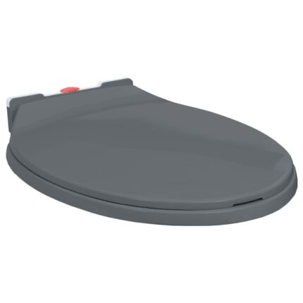 Capac de WC cu inchidere silentioasa cu balamale cu eliberare rapida, vidaXL, Polipropilena, 46 x 34 cm, Gri
