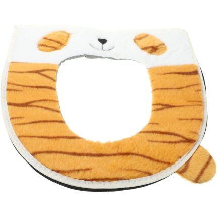 Husa pentru colac WC, cu fermoar, moale, confortabila, din material textil, pufos si rezistent, alb mandarin