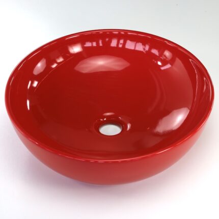 Lavoar (chiuveta baie) pe blat, paplinskimoebel, U 40 Grisa, Ceramica, 40x40x12 cm, realizat in UE, lucios, oval, rosu