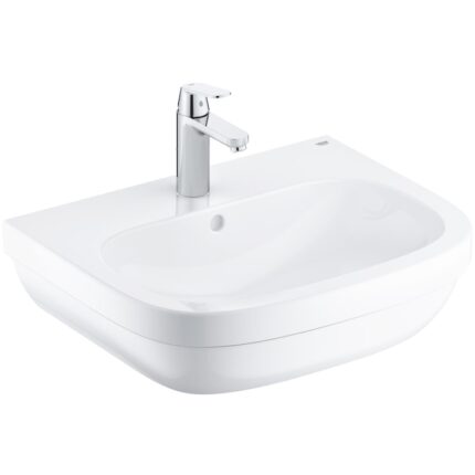Set lavoar (chiuveta baie) Grohe Euro 39642000, baterie lavoar, preaplin, marimea M, conexiuni, alb, crom