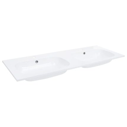 Chiuveta dubla incorporata pentru baie, vidaXL, Rasina-fibra de sticla, 120.5 x 46 x 14.5 cm, Alb