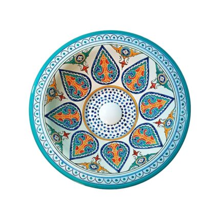 Lavoar Artizan, Marrakech, rotund 43x43x13cm, pictat manual, multicolor, ceramica sanitara