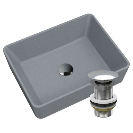 Set chiuveta cu dop, Granitan, 480x370 mm, Granit/Alama, Gri