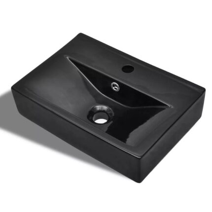 Lavoar din ceramica, vidaXL, Negru