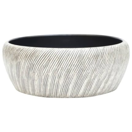 Lavoar de blat vidaXL, negru si gri, rotund, Φ41x14 cm, ceramica, 9.85 Kg