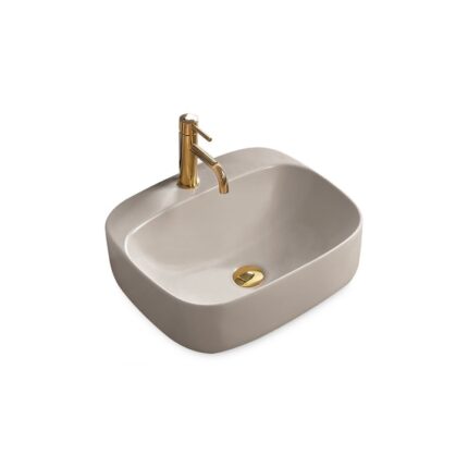 Chiuveta de blat DSM LUIZA 50, Dimensiuni 50 x 42.5 x 15.5 cm, Forma Dreptunghiulara, Ceramica sanitara, Fara gaura baterie, Gri Mat