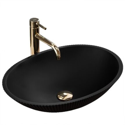 Lavoar pe Blat Rea Della, Ceramica Sanitara, Negru Mat, 51.5x37.5 cm