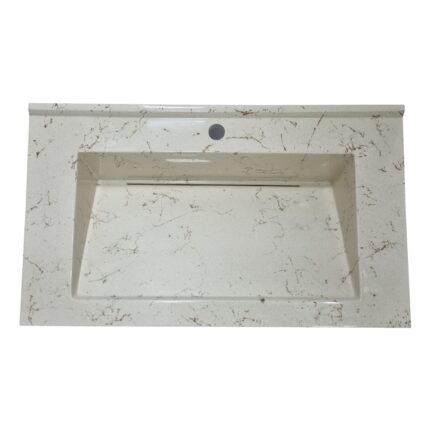 Lavoar din compozit cu sifon ascuns 80 cm BEJ cu sclipici fin si insertii de marmura auriu
