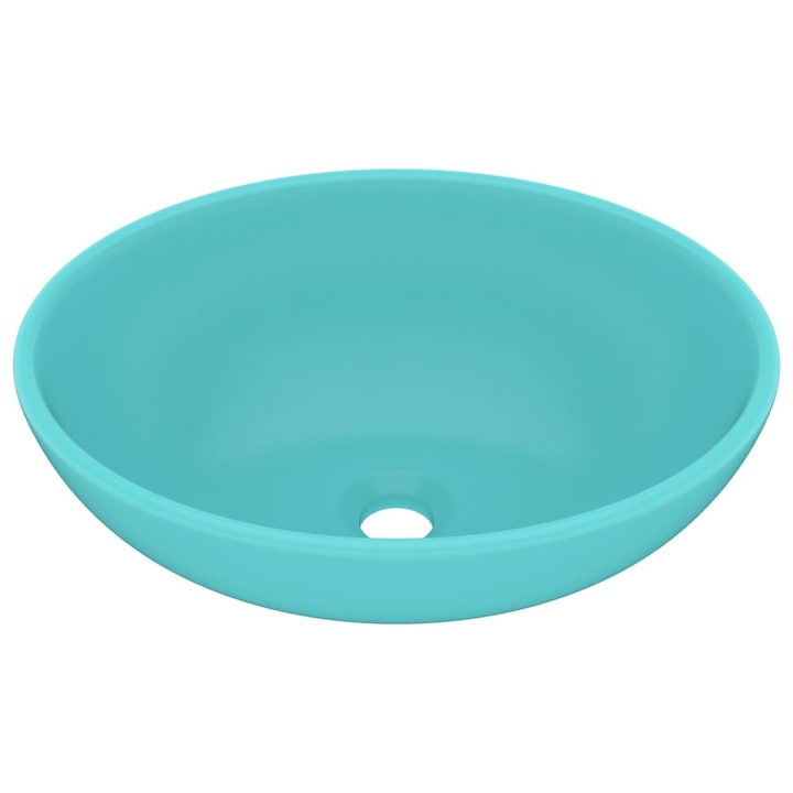 Ceramica Chiuveta de baie ovala de lux, vidaXL, Ceramica, 40 x 33 cm, Verde deschis