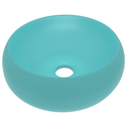 Chiuveta de baie rotunda de lux, vidaXL, Ceramica, 400 x 150 mm, Verde deschis