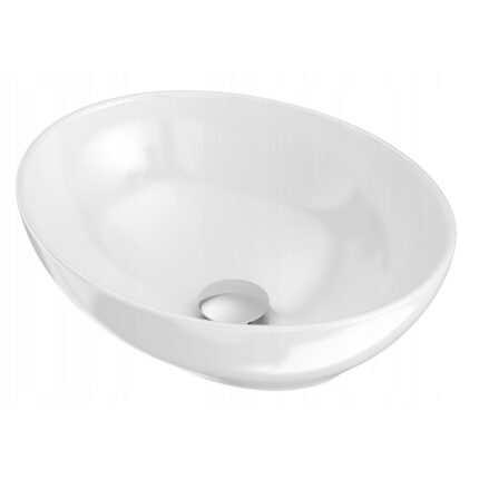Set Lavoar si ventil, Granitan, Ceramica si alama, 415 x 335 x 145 mm, Alb si argintiu