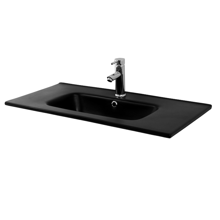 810 x 165 x 460 mm Lavoar negru mat, ML Design, 810 x 165 x 460 mm, ceramica, incorporabil, dreptunghiular