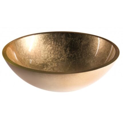 Lavoar pe blat, Inter Ceramic, Sticla, ICG 042GOLD, bol rotund, d=42cm, Auriu