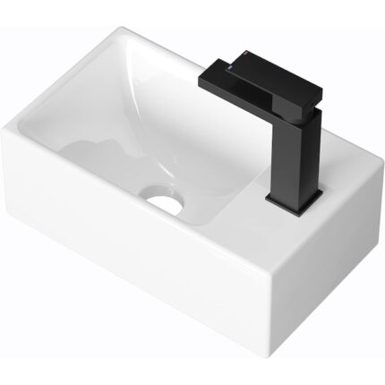 Lavoar de ceramica, KES, dreptunghiular, pe blat sau suspendat, dimensiune mica, 30 x 18 cm, Alb