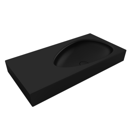 Lavoar Britney, montaj suspendat sau pe blat, 90x45 cm, capac ceramic, negru mat, Royalty Line by Ego