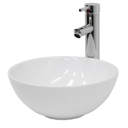 Lavoar alb rotund tip bol, ECD Germany, ceramica, chiuveta pentru baie 320 x 135 mm