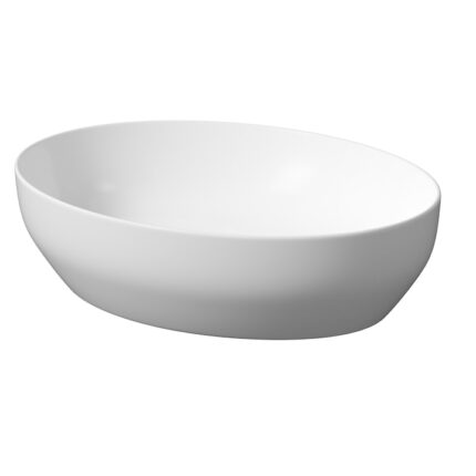Lavoar (chiuveta baie) Cersanit Larga Ellipse K677-017, pentru blat, ceramica, 50x38 cm, Alb mat