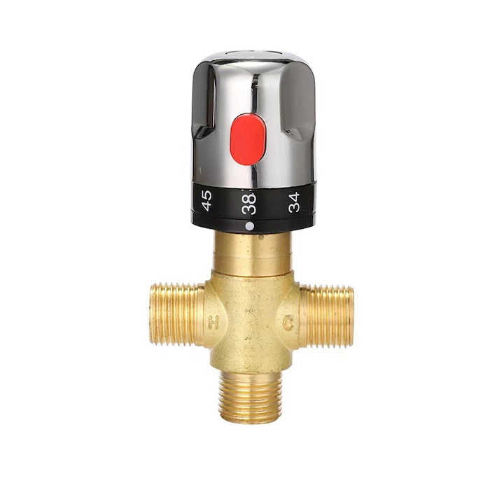 Vana de amestec termostatica, protectie antioparire, din alama, reglabila intre 0°C-80°C