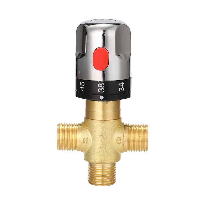 Vana de amestec termostatica, Uudeals®, Controlul temperaturii, reglabila intre 20°C-50°C, Alama, Multicolor